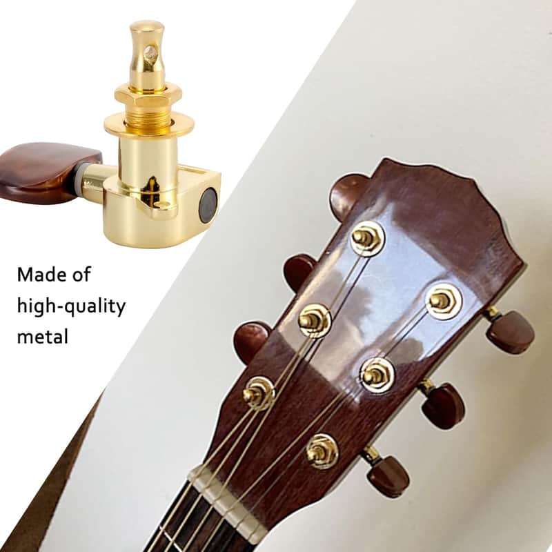 6pcs Gold Locking Guitar Tuners – 3R 3L Semi-Closed Machine Heads for Electric, Acoustic & Cigar Box Guitars image 1