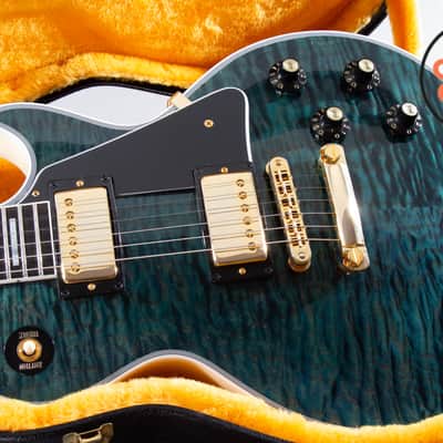 2024 Gibson Custom M2M ’68 Les Paul Custom Nordic Blue 5A Quilt Top TV White COA image 3