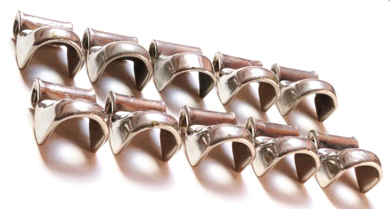 Set of (10) Slingerland Nickel Plated Brass Hoop Clips  / Circa 1940s image 1