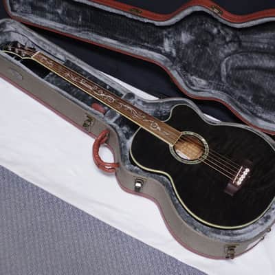 MICHAEL KELLY Dragonfly 5-string FRETLESS acoustic electric BASS guitar Trans Black w/Case - Used image 15