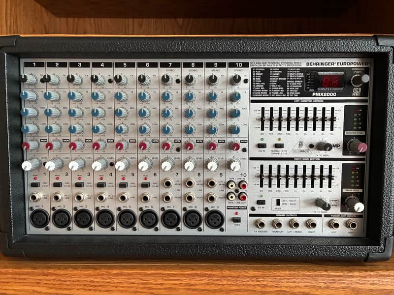 Behringer Europower PMX2000 2x250-Watt Stereo Powered Mixer with Multi-Effects Processor 2000s - Silver image 1
