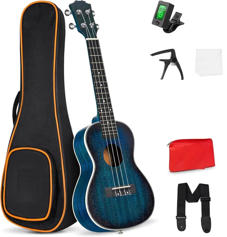 Ukulele 23" Adult Beginner Concert Ukulele Mahogany Bundle Professional Four String Wooden Hawaiian Starter Uke Kit image 1