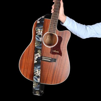 Guitar Strap with 2 Strap Locks & Strap Button, Dragon Guitar Strap Cool Designed Shoulder Strap with Suede Leather Ends for Bass, Acoustic & Electric Guitar (Black Gold Dragon) image 6
