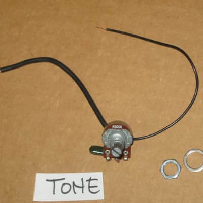 rarely used genuine Ibanez control harness (1 VOL pot B500K, 1 TONE pot A500K w/ capacitor, 1 jack) +main wires & nuts/washers & extra wires [NO switch] (from display piece 2018 Artcore AS-63 (NO: guitar, other parts) Metric, 18 spline coarse split shaft image 8
