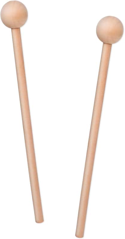 2 Pcs Wood Percussion Sticks 8'' Wood Rhythm Sticks for Kids Mallets Percussion Sticks Xylophone Mallets Glockenspiel Mallets with Wood Handle Rhythm Sticks Drum Sticks for Chime Glockenspiel Bells image 1