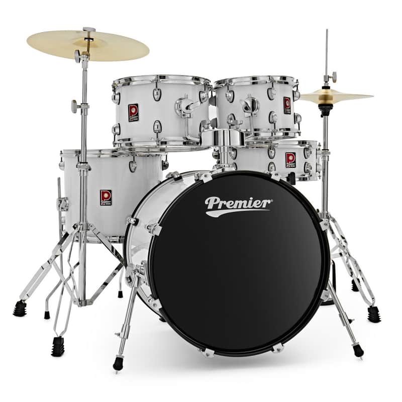 Premier Revolution Series 20 Inch 5-Piece Drum Kit White Cymbals Hardware Stool Included PR20-5DKWHW image 1