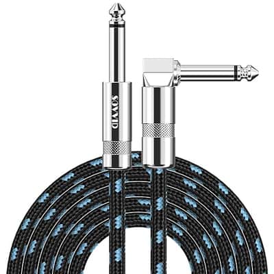 Guitar Cable 10FT Instrument Cable Guitar Cord Electric Guitar Cable Guitar AMP Cord for Bass Guitar Keyboard 1/4 Inch Cable Right Angle Black Blue image 1