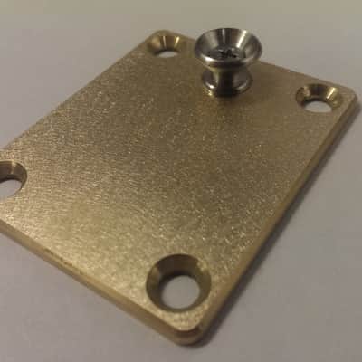 KGC Brass Neck Plate with Strap Button for 4 Bolt Neck, Fender etc image 1
