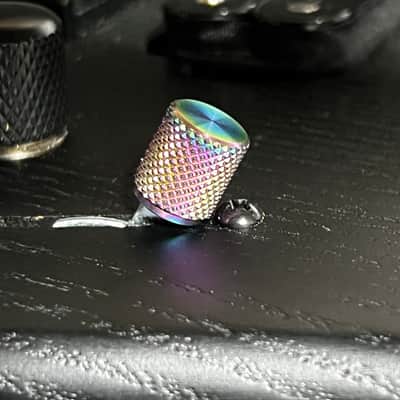 Kinnatone Short Rainbow burnt Stainless Steel knurled 3 or 5 way Blade style Switch Tip For Strat or Tele image 3