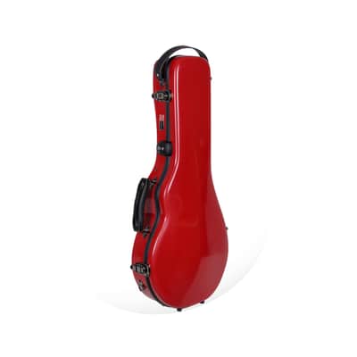 Crossrock Fiberglass Mandolin Hard Case Fits Both F & A Body Mandolin with Backpack Strap, Red image 1