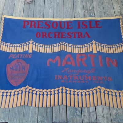 Vintage 1930's Martin Band Instrument Company Felt Banner! Presque Isle Orchestra, Extremely Rare! image 1