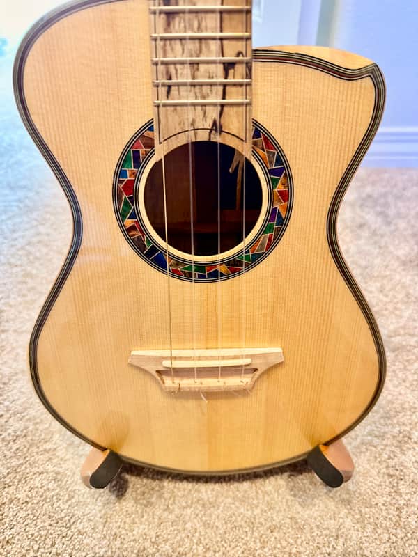 Hozen Green Label German Spruce/Spalted Maple Tenor Ukulele 2026 image 1