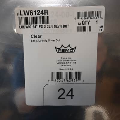 *2* Ludwig 24" Powerstroke 3 Clear Silver Dot Bass Drum Heads Remo P3 image 3