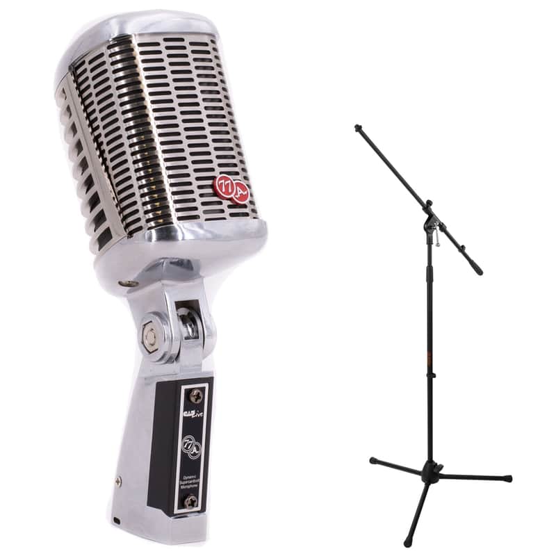 CAD A77USB SuperCardioid Dynamic Side Address Vintage Microphone with USB Connection Bundle with Auray MS-5230F Tripod Mic Stand image 1