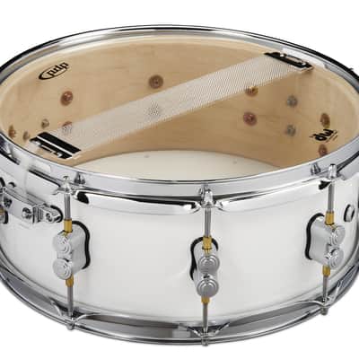 PDP Maple Snare Drum - Pearl White - Chrome 5.5" X 14" w/ Remo Head image 3