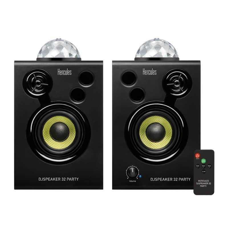 Hercules DJ Monitor 32 Party Pack active studio lighted speakers, pair image 1
