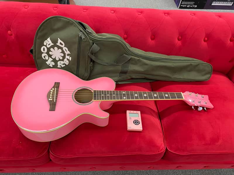 Daisy Rock 6260 3/4 Size Acoustic Guitar - Pink Burst w/ Bag and