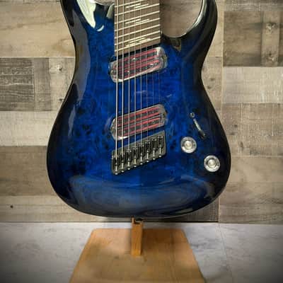 Schecter Omen Elite-8 MS 8-String Electric Guitar – See-Thru Blue Burst (2467) image 3