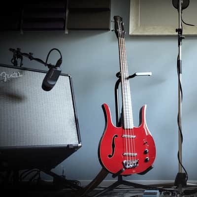 Danelectro '58 Longhorn Bass Guitar-Black with Red Binding *USA Small Business* image 2