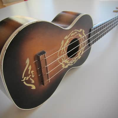 Harmony Soprano Uke Ukulele Sunburst Circa-1960s-Fancy White Stencil Paint image 16