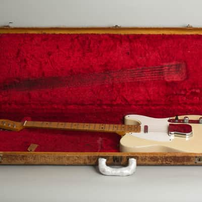 Fender  Telecaster Solid Body Electric Guitar (1955), ser. #10608, original tweed hard shell case. image 10