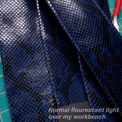 Well-Hung Snakes in My Brain "Midnight Blue" Python 3" wide padded guitar strap image 6