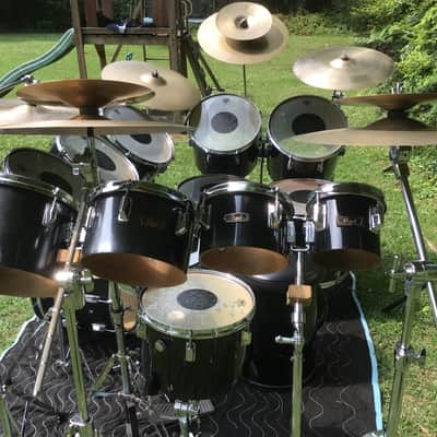 Pearl Peter Criss 1970’s KISS Alive 2  Drum Set Black/Chrome 14-Piece Fiberglass Concert Tom Drums image 13