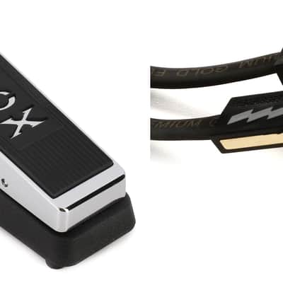 Vox V847-A Classic Reissue Wah Pedal Bundle with EBS PG-10 Premium Gold Flat Patch Cable - Right Angle to Right Angle - 3.94 inch image 1