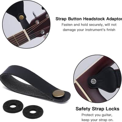 Guitar Strap, Soft Cotton Straps With 3 Pick Holders, Button Headstock Adaptor, 1 Pair Locks and 3 Picks Set For Electric/Acoustic Guitar(Coffee) image 6