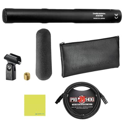 Liquid Audio Audio Technica AT875R Line + Gradient Condenser Microphone Bundle w/Pig Hog PHM10 8mm Mic Cable Polishing Cloth image 1