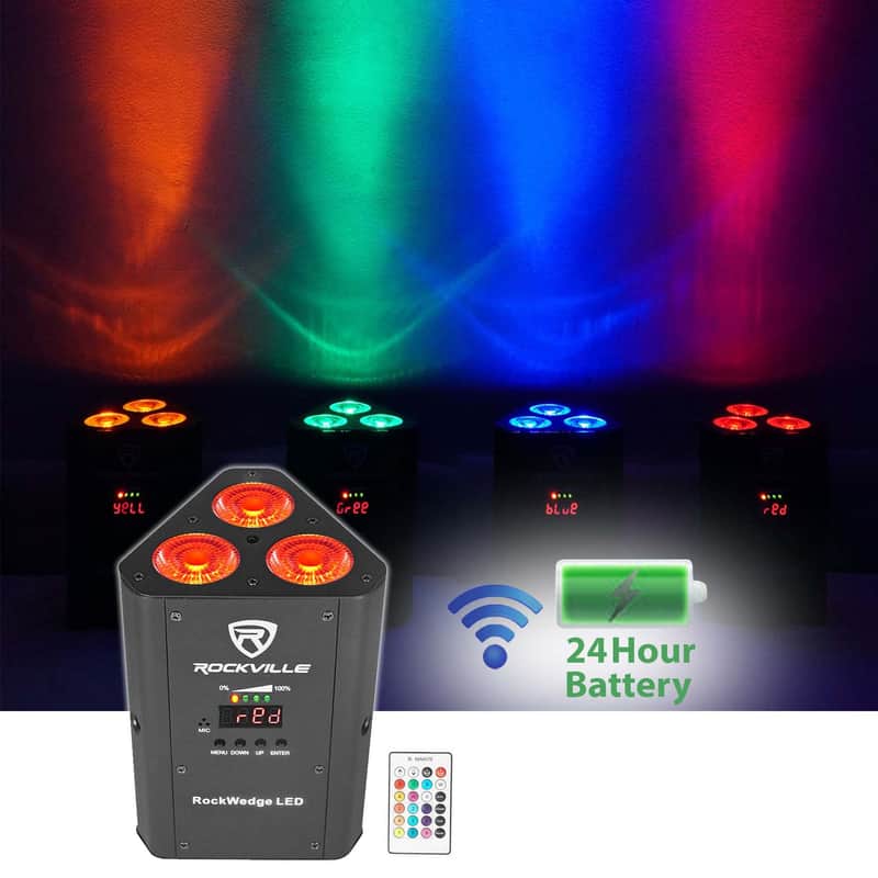 Rockville RockWedge LED 54w RGBWA and UV Rechargeable Battery Wireless DMX Par Light image 1