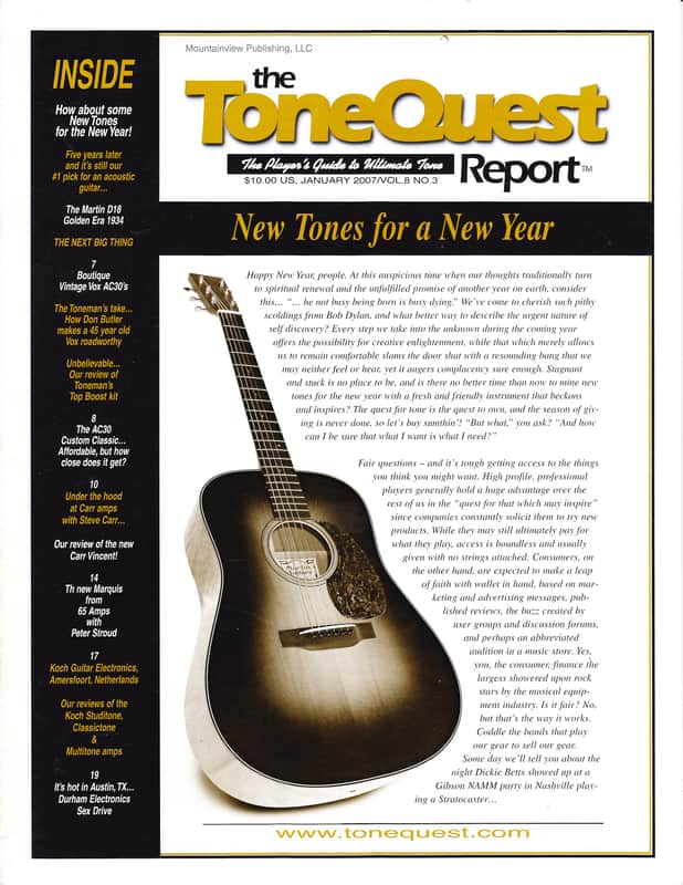 ToneQuest Report magazine, January 2007/Vol.8 No.3 2007, New Tones, New Year. image 1