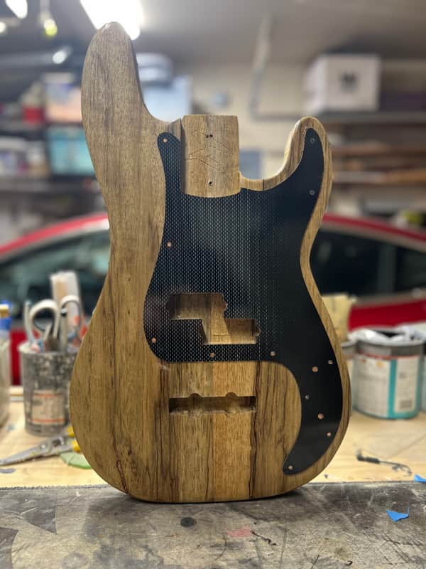 Madlad Instruments Exotic Finished Black Limba PJ-Route Precision Bass PBass Body/Pickguard Combo (made with pride in north Texas) image 1