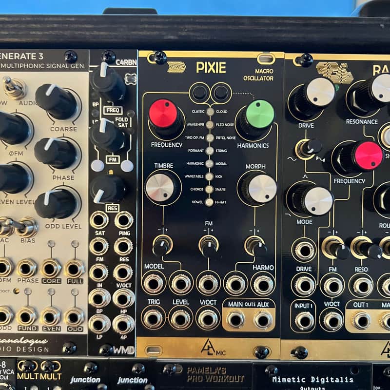 After Later Audio Pixie Mutable instruments Plaits Black and Gold Panel Eurorack VCO Drum Noise Granular Rings Elements Module Modular Synth image 1