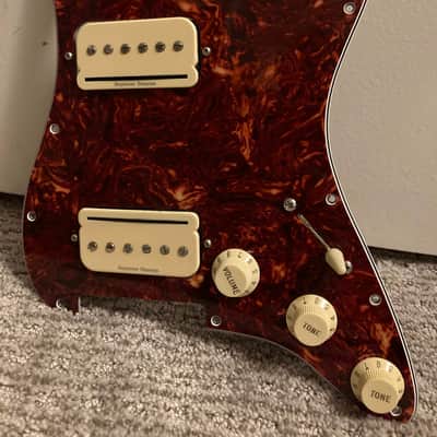 920D Custom Seymour Duncan P-Rails HH Trembucker On Bridge Treble Bleed Loaded Strat Pickguard - Tortoise Shell/Aged White image 2