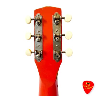 1950s Harmony Stella Sundale H907 Parlor Guitar Jubilee Red & White Acoustic w/ Hardshell Case – “Candy” image 15