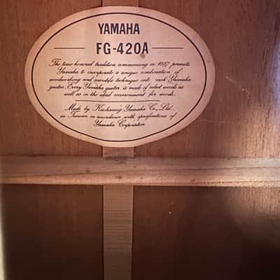 Yamaha FG-420A 1980s - Natural Acoustic Guitar image 3
