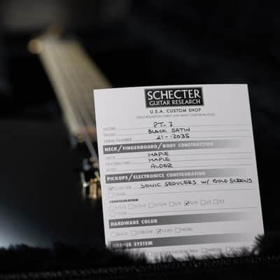 Schecter USA CUSTOM SHOP PT-7 Black Satin 7-String Electric Guitar w/ Black Tolex Case NOS image 8