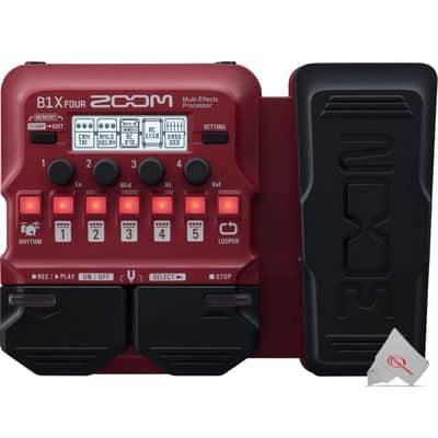 Zoom B1X Four Bass Multi-Effects Processor with Expression Pedal + Pig Hog 10ft 1/4" TRS - 1/4" TRS Cable + Pig Hog Tour Grade 10ft Instrument Cable Right Angle to Straight Connectors - PH10R + Pig Hog PP9V Pig Power 9V DC Power Supply + AA Batteries image 7