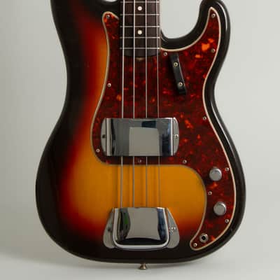 Fender  Precision Bass Solid Body Electric Bass Guitar (1962), ser. #83915, original brown tolex hard shell case. image 3