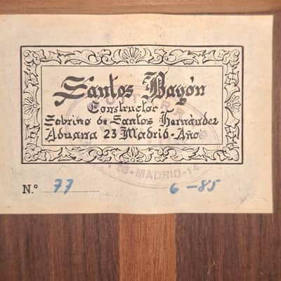Santos Bayon 1985 Classical Guitar - Homage to the great master Santos Hernández, with a typical Spanish sound - Check Video! image 17
