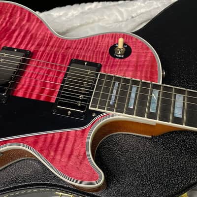 NEW! Gibson Dealer Select Custom Shop Les Paul Custom AAA Super Curly Figured Top - Transparent Pink - Authorized Dealer - WOW! 8.8 lbs - G07451 image 3