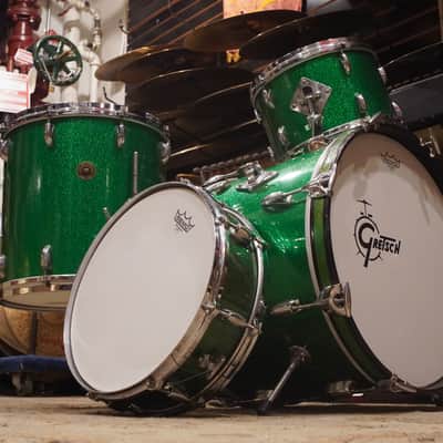 Gretsch 12/14/18/4x14" Round Badge Drum Set - 1950s Green Sparkle image 1