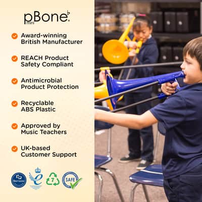 OB pInstrument pBone mini Plastic Trombone, Comfortable Ergonomic Grip,  Blue image 12
