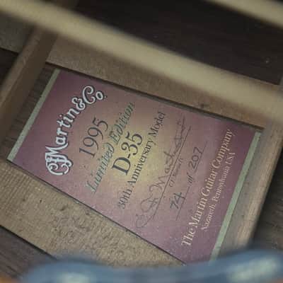 Rare Martin D35 30th Anniversary 1995 Rosewood #74/207 w HSC image 8