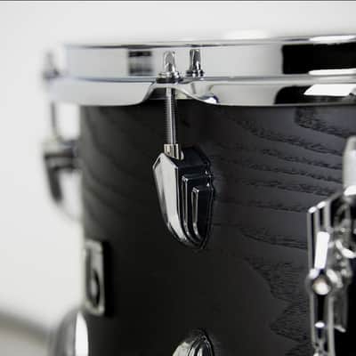 British Drum Company Raven 12x8 / 16x15 / 22x14" 3pc Birch / Ash Shell Pack, Black Ash Satin, B-Stock image 6