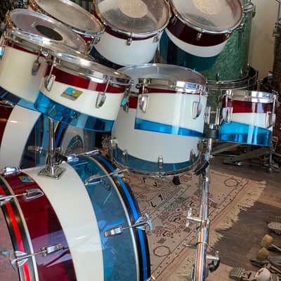 Ludwig Vistalite Octaplus 1976 Pattern D Red, White, and Blue image 6