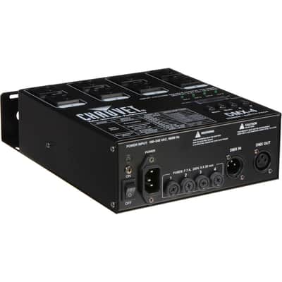 CHAUVET DJ DMX-4LED 4-Channel Dimmer Pack with American DJ Accu-cable 3-pin DMX Cable (50') Bundle image 3