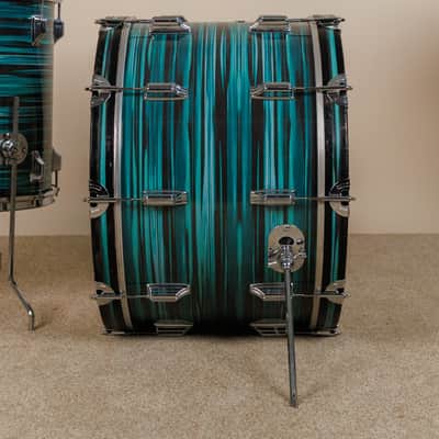 Vintage Rogers Turquoise Strata 14x22 8x12 and 16x16 Drum Set image 11