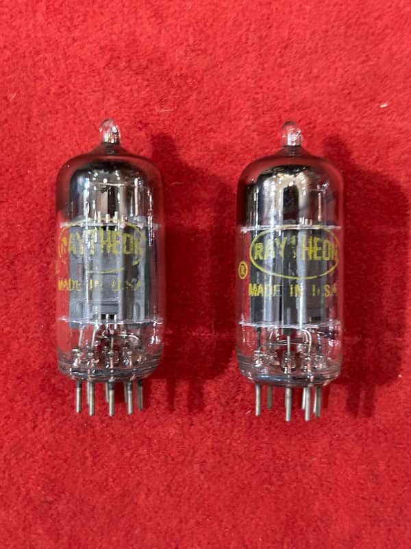 Raytheon 12AU7 Vintage Matching Pair Preamp Vacuum Tube 1970s - Clear Glass image 1